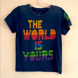 Boys “Peek” Navy Graphic Tee - The World is Yours size 8